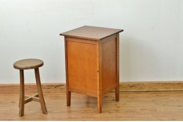 アンティーク家具　モールガラスの引き出し付きサイドデスク?(作業台・収納棚)