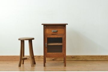 アンティーク家具　モールガラスの引き出し付きサイドデスク?