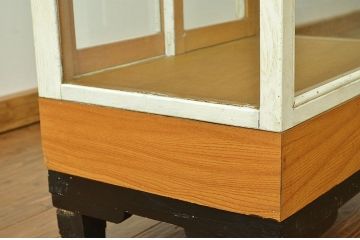 アンティーク家具　人気の縦型ペイントガラスケース(ショーケース)