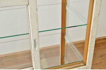 アンティーク家具　人気の縦型ペイントガラスケース(ショーケース)