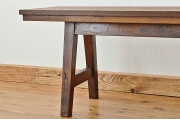 レトロ家具　昭和レトロ 古い無垢材のアンティークベンチ?(長椅子・いす・イス)