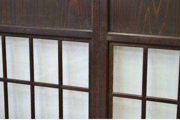 古民具・骨董　シックなガラス入り帯戸3枚セット(ガラス帯戸、引き戸・板戸)