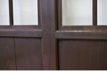 古民具・骨董　シックなガラス入り帯戸3枚セット(ガラス帯戸、引き戸・板戸)