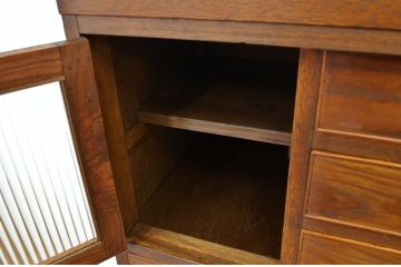 レトロ家具　昭和レトロ　モールガラスと小引き出し付きチェスト(箪笥・たんす)