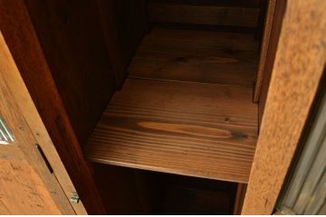 レトロ家具　昭和レトロ 希少 古い木のモールガラスアンティークロッカー?4人用