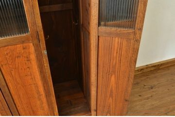 レトロ家具　昭和レトロ 希少 古い木のモールガラスアンティークロッカー?4人用