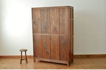 レトロ家具　昭和レトロ 希少 古い木のモールガラスアンティークロッカー?4人用