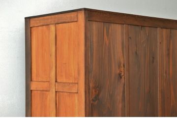 レトロ家具　昭和レトロ 希少 古い木のモールガラスアンティークロッカー?4人用