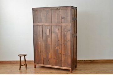 レトロ家具　昭和レトロ 希少 古い木のモールガラスアンティークロッカー?4人用