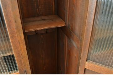 レトロ家具　昭和レトロ 希少 古い木のモールガラスアンティークロッカー?3人用