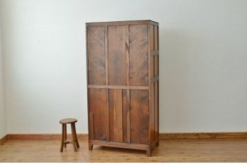 レトロ家具　昭和レトロ 希少 古い木のモールガラスアンティークロッカー?3人用