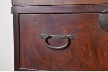 アンティーク家具　古民具・骨董 珍品希少!前面欅玉杢の重ね時代収納棚(箪笥・チェスト)