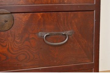 アンティーク家具　古民具・骨董 珍品希少!前面欅玉杢の重ね時代収納棚(箪笥・チェスト)