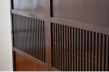 ★古民具・骨董 古い木の格子帯戸2枚セット(引き戸)