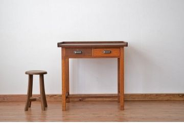 レトロ家具　昭和レトロ 縁付きデザインのかわいい平机(デスク)?作業台
