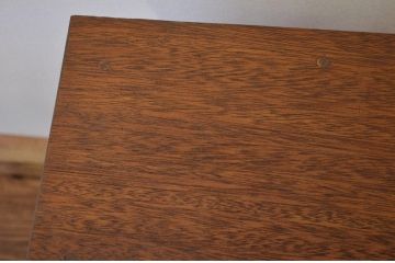 レトロ家具　昭和レトロ　モールガラスの引き出しテーブル付きサイドデスク?