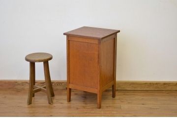 レトロ家具　昭和レトロ　モールガラスの引き出しテーブル付きサイドデスク?