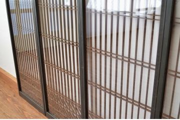 古民具・骨董 ガラス入り格子書院戸4枚セット