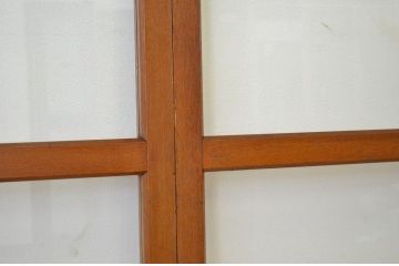 昭和レトロ 古い木の大きなガラス引き戸2枚(ガラス戸・建具)