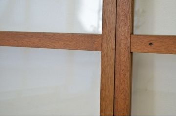 昭和レトロ 古い木の大きなガラス引き戸2枚(ガラス戸・建具)