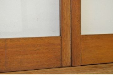 昭和レトロ 古い木の大きなガラス引き戸2枚(ガラス戸・建具)