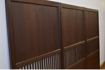 古民具・骨董 ガラス入り格子帯戸3枚セット(ガラス帯戸、引き戸)