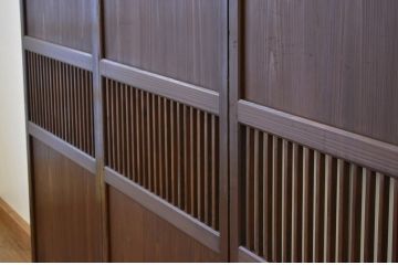 古民具・骨董 ガラス入り格子帯戸3枚セット(ガラス帯戸、引き戸)