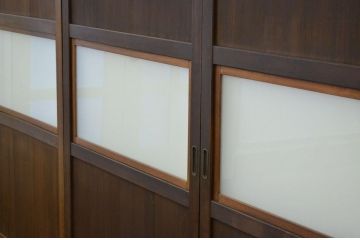 アンティーク シンプルなガラス入り帯戸4枚セット(ガラス帯戸、引き戸・扉)