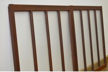 昭和レトロ 古い木のモールガラス引き戸2枚セット(窓・建具・ガラス戸)