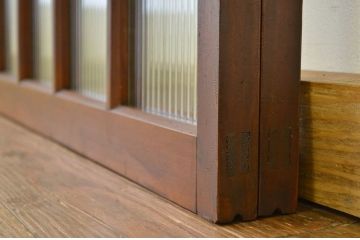 昭和レトロ 古い木のモールガラス引き戸2枚セット(窓・建具・ガラス戸)