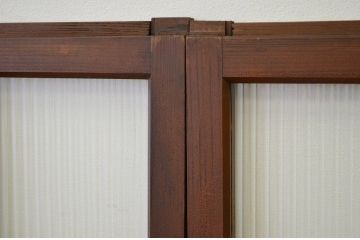 昭和レトロ 古い木のモールガラス引き戸2枚セット(窓・建具・ガラス戸)