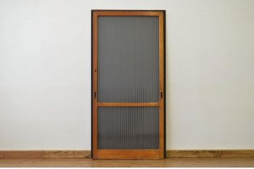 昭和レトロ 大版銀モールガラス戸1枚(引き戸・建具)
