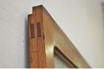 昭和レトロ 大版銀モールガラス戸1枚(引き戸・建具)