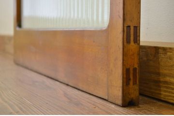 昭和レトロ 大版銀モールガラス戸1枚(引き戸・建具)