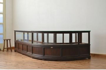 アンティーク家具　◆大正ロマン 古い時計店の大型Rガラスケース(陳列棚)(ショーケース)