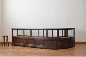 アンティーク家具　◆大正ロマン 古い時計店の大型Rガラスケース(陳列棚)(ショーケース)