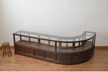 アンティーク家具　◆大正ロマン 古い時計店の大型Rガラスケース(陳列棚)(ショーケース)