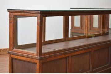 アンティーク家具　◆大正ロマン 古い時計店の大型Rガラスケース(陳列棚)(ショーケース)