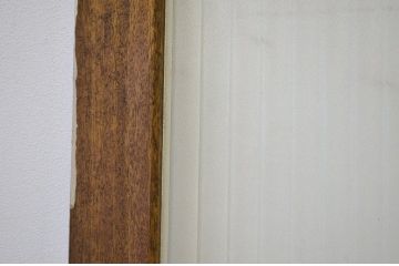 昭和レトロ 大版銀モールガラスのペイント引き戸1枚(ガラス戸・建具)