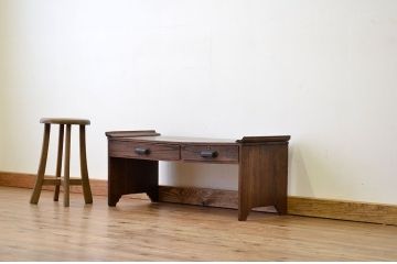 アンティーク家具　大正ロマン　古い総無垢材作りのシックな文机(テーブル)