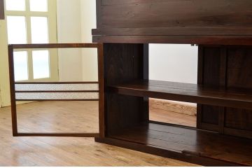 アンティーク家具　古民具・骨董　非常に珍しい　両面開き水屋箪笥(収納棚)