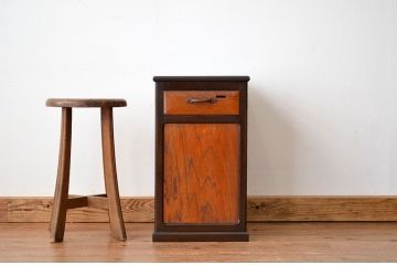 レトロ家具　古い木のレトロな電話台