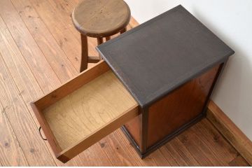 レトロ家具　古い木のレトロな電話台
