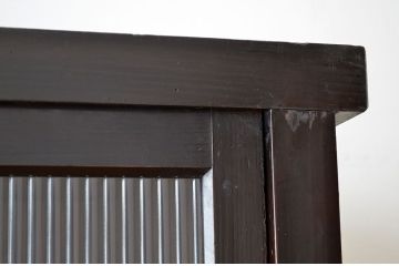 アンティーク家具　特大!　モールガラス二段重ね収納棚(食器棚)
