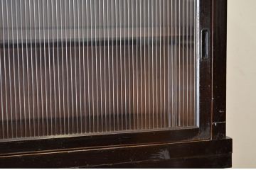 アンティーク家具　特大!　モールガラス二段重ね収納棚(食器棚)