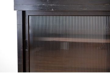アンティーク家具　特大!　モールガラス二段重ね収納棚(食器棚)