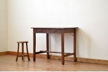 アンティーク家具　古い木のシンプルなアンティーク平机(テーブル)