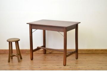 アンティーク家具　古い木のシンプルなアンティーク平机(テーブル)