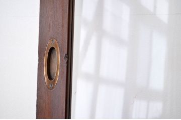 古民具・骨董　特大　総欅!迫力のガラス引き戸2枚セット(扉、建具)(ガラス戸)