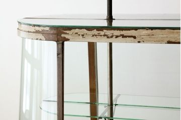 珍品希少!古い雑貨店の飾り棚付ペイントRガラスケース(ショーケース)